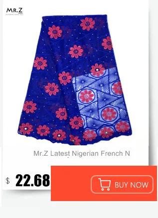 Mr. Z нигерийская вышивка Французский Тюль Свадебный кружевная ткань в африканском стиле имитированный шелк Анкара качественная восковая ткань с принтом 2,5+ 2,5 ярдов