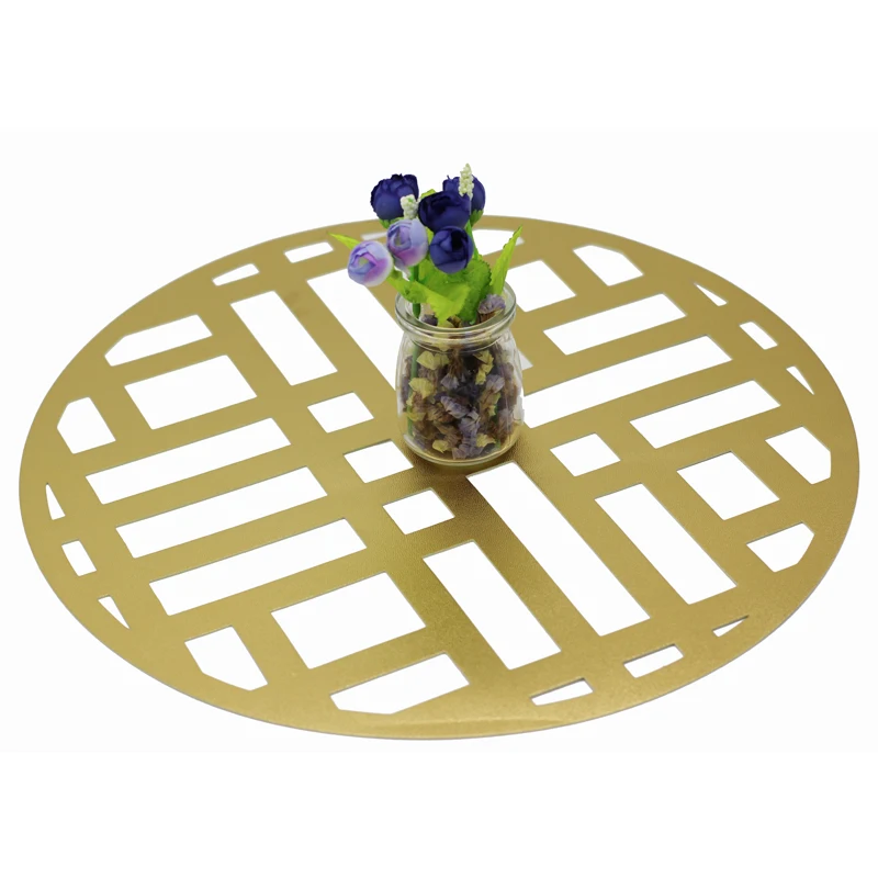 

Round PVC Placemat For Dinning Hollow Design Home Decor Table Mat Coasters Kitchen Pad Table Cloth Mats