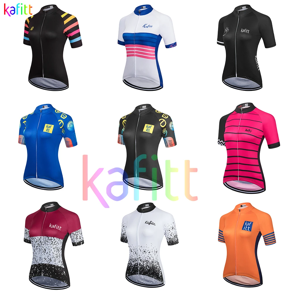 Kafitt Women's Short Sleeve Jersey Bike Clothing Ropa Ciclismo Road Bicycling Shirt Quick-Drying Uniform Breathable Summer