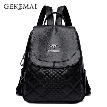 

Diamond Lattice Women Backpack Vintage Brand High Quality Youth Leather Shoulder Bag School Teenagers Girls Travel Bagpack Sac