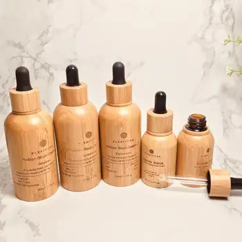 

All bamboo essential oil Spray perfume Bottles 1oz Wooden Hemp CBD oil Cream Bottles Natural Luxury Bamboo Cosmetic Packaging