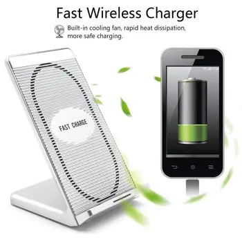 

High Conversion Portable Fast Wireless Charger 10W Wireless Charging Holder Stand Built-in Cooling Fan Suitable for iPhone X