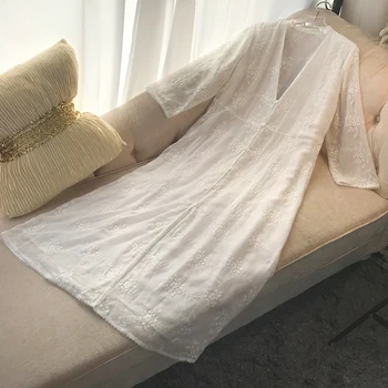 

Sleepwear Lady Fashion Lace Embroidery Robe Wome Nightgown