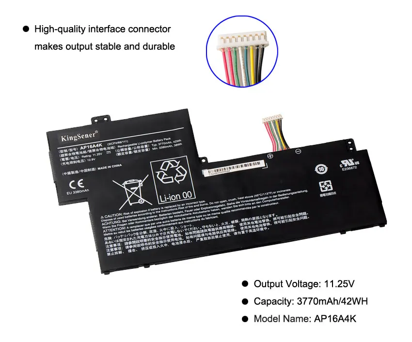 Bateria do Portátil Kingsener Ap16a4k para Acer Swift Sf11331 N17p2 N16q9 Kt.00304.003 11.25v 42wh 3770mah - Imagem 2