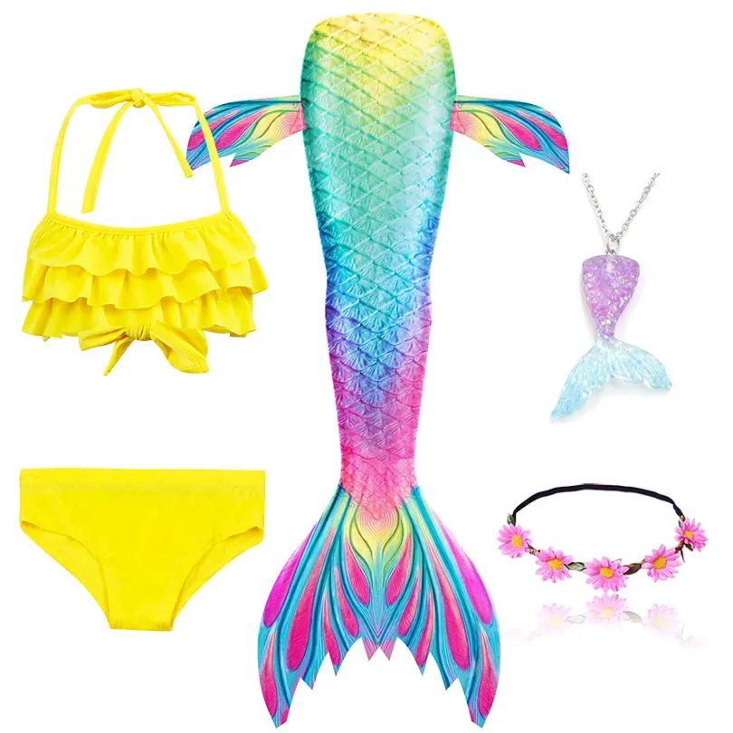 Детский женский купальный костюм русалки, костюм для плавания с хвостом и моноластами или без моноласт - Цвет: Package 3