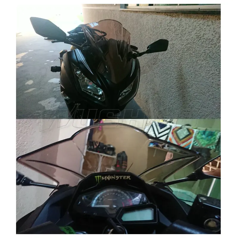 Мотоцикл двойной пузырь лобовое стекло ветер экран для 2013 Kawasaki Ninja 300 300R EX300 EX A B черный Иридиум