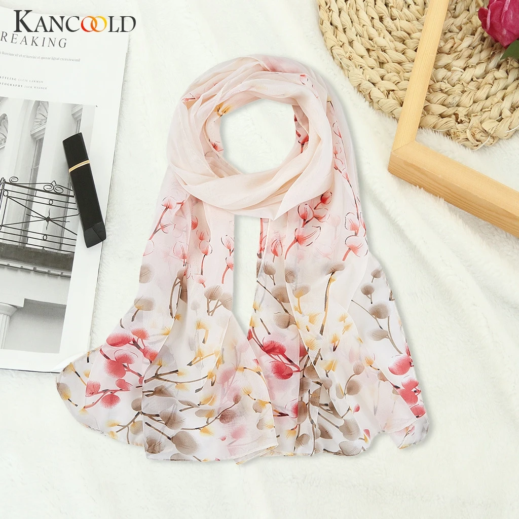 

KANCOOLD 2019 Luxury Brand Women Silk Scarf Beach Cape Chiffon Scarf Printed Scarf Long Joker Beach Towel Shawl