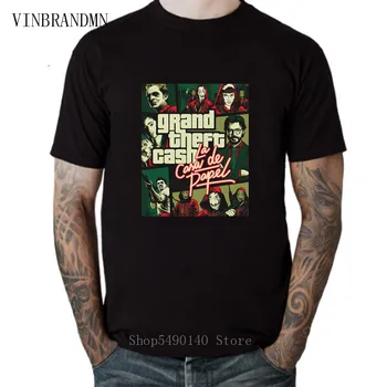 

Camiseta Grand Theft Cash GTA Game Funny La Casa De Papel T Shirt Men Money Heist Bella Ciao T-Shirt Homme House of Paper Tshirt