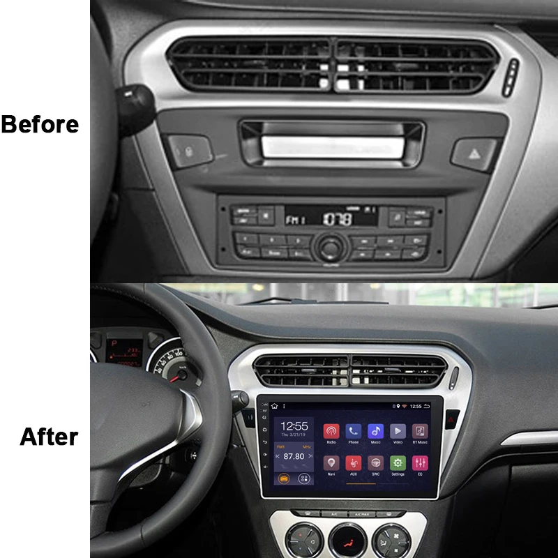 Car Radio for Peugeot 301 Citroen Elysee 2014-2018 2din Android 10 GPS Navigation Multimedia Player Carplay No DVD Touch Screen