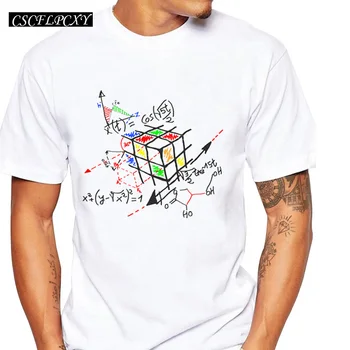 

2019 New Fashion Math Work Design Men T-shirt Short Sleeve Hipster Tops cube Printed t shirts Cool tee