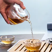 Японский Стиль Стекло Gaiwan, чайная чашка с крышкой расписанные золотом пуэр чай, китайский чай, чаша 150 мл Японский Стиль Стекло Gaiwan, чайная чашка с крышкой расписанные золотом пуэр чай, китайский чай, чаша 150 мл