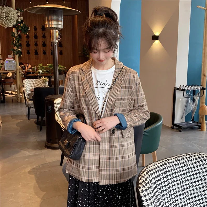 

~ Korean-style Retro Plaid Slim Fit Slimming Suit Coat