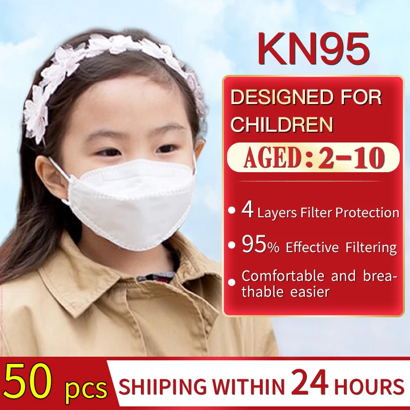 

5/10/20/50 PCS KN95 Mask for Children Dust Mask child Face Mouth Mask Non-woven 4-Layers Anti-fog Breathable 95% Filtration