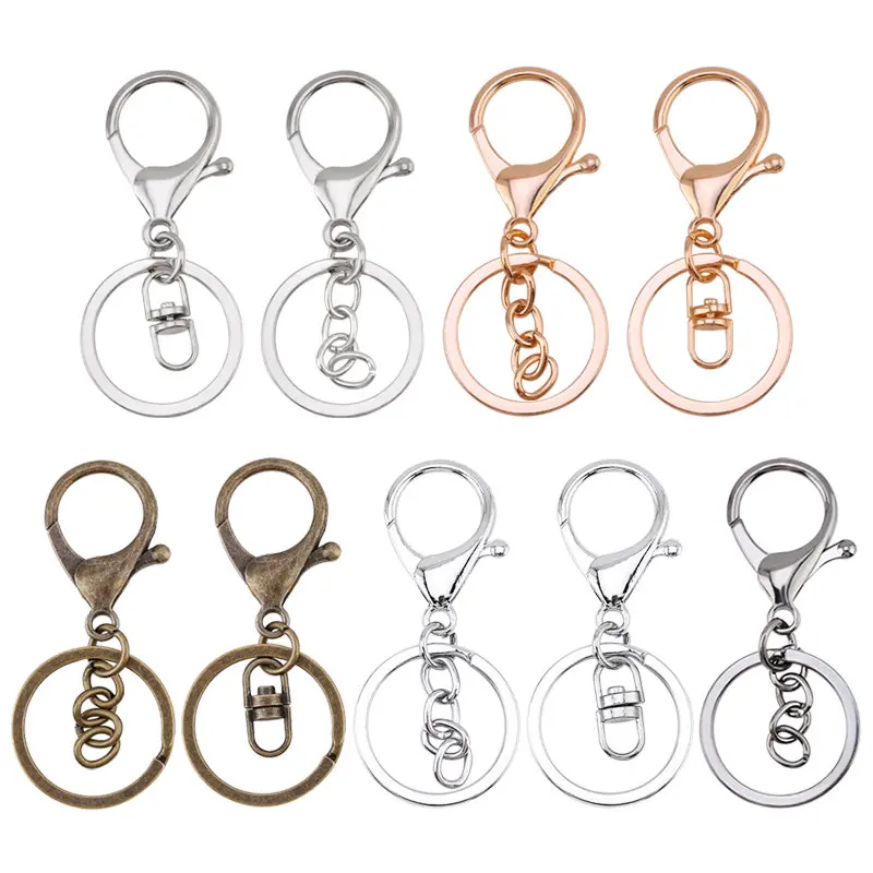10 Uds. De cierres de langosta para llaves de coche, colgadores para llaves, llaveros de coche, cadena de llave de partido redonda, colgante para bolso DIY, suministros de joyería