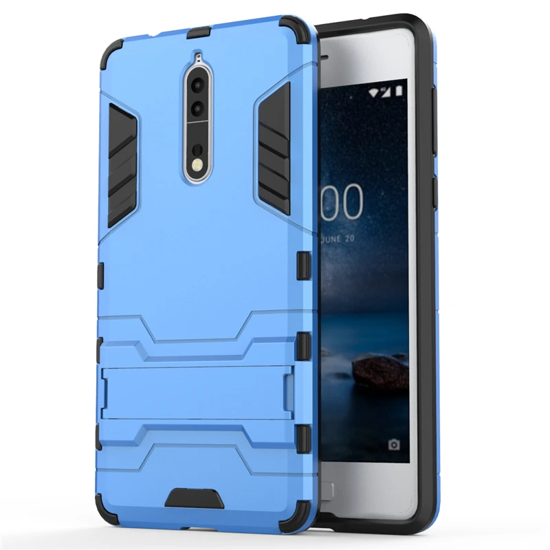 Blue Yuhashi Броня противоударный жесткий чехол-подставка для Nokia 8 бронированный держатель задняя крышка для телефона чехол для Nokia 8 бампер чехол Funda - Цвет: Blue
