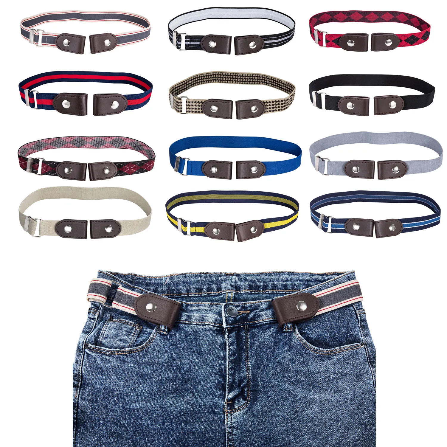 

Buckle-free Belt Adjustable Jeans Pants Slim Sports Trend Comfortable Elastic Invisible No Hassle Waist Stretch Belts for Women