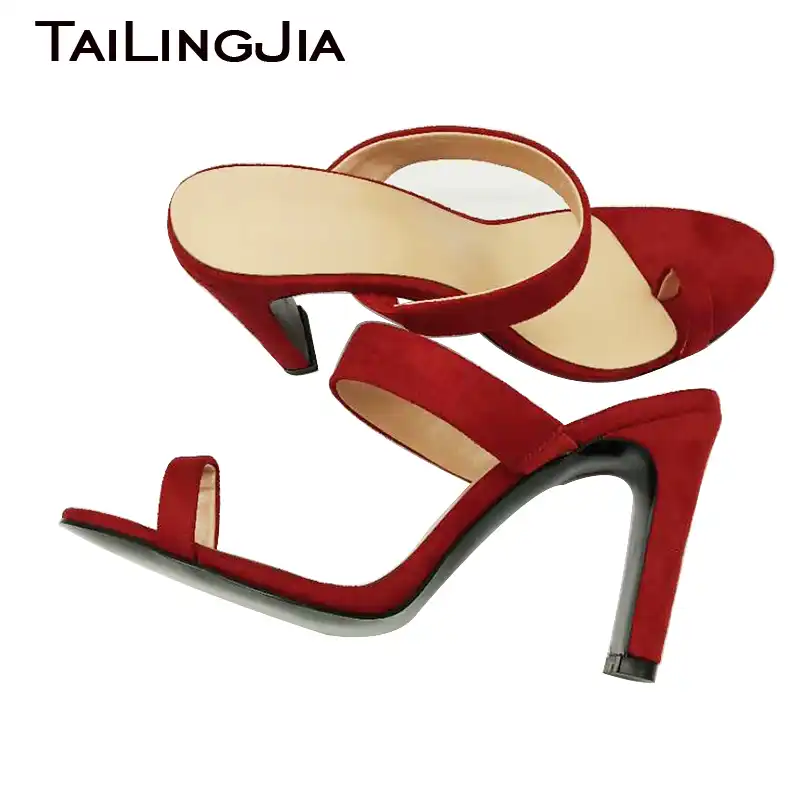 red high heel slides