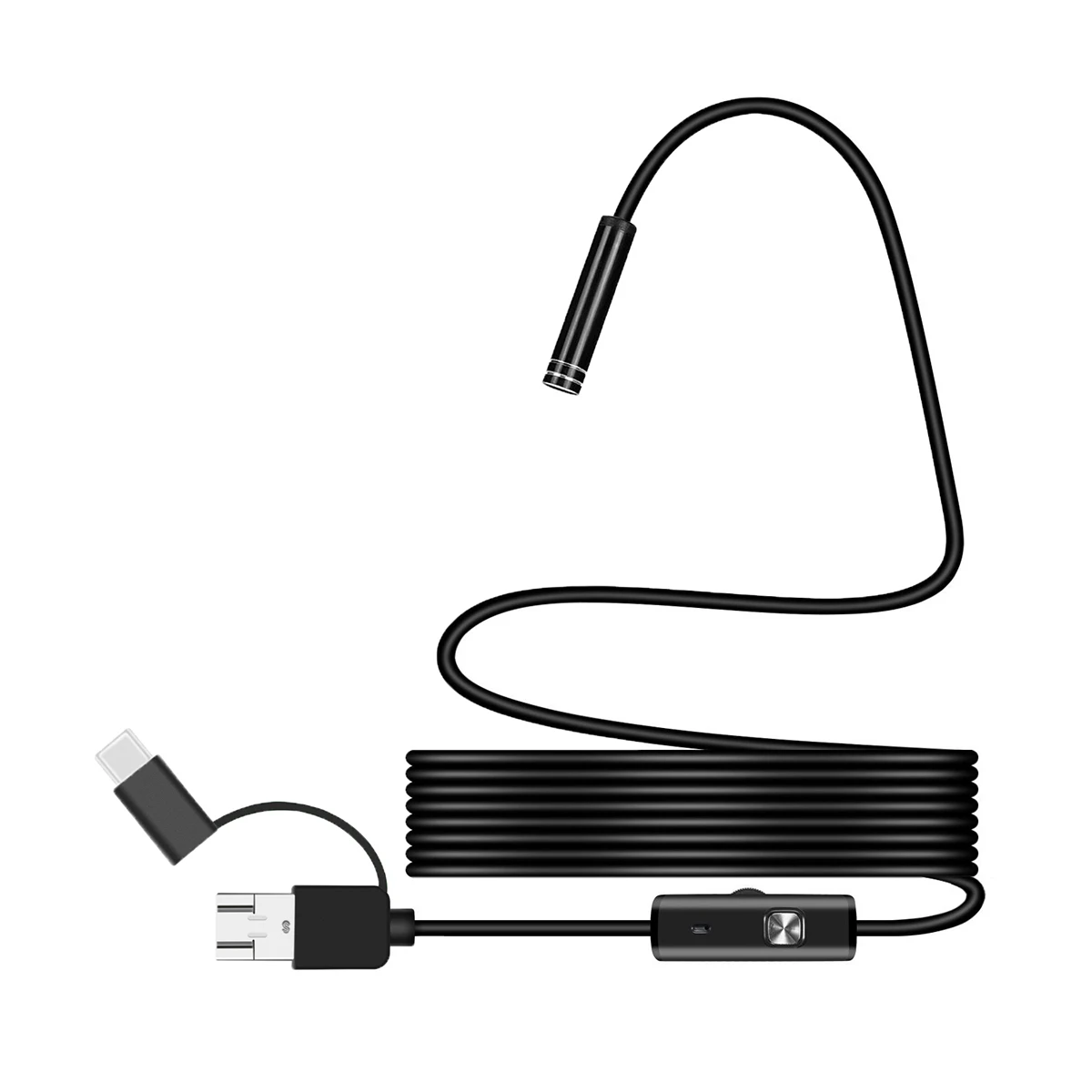 3 в 1 7 мм USB эндоскоп 1-5 м Micro USB/type C/Micro USB бороскоп 6LED Гибкая IP67 водонепроницаемая Инспекционная камера для Android