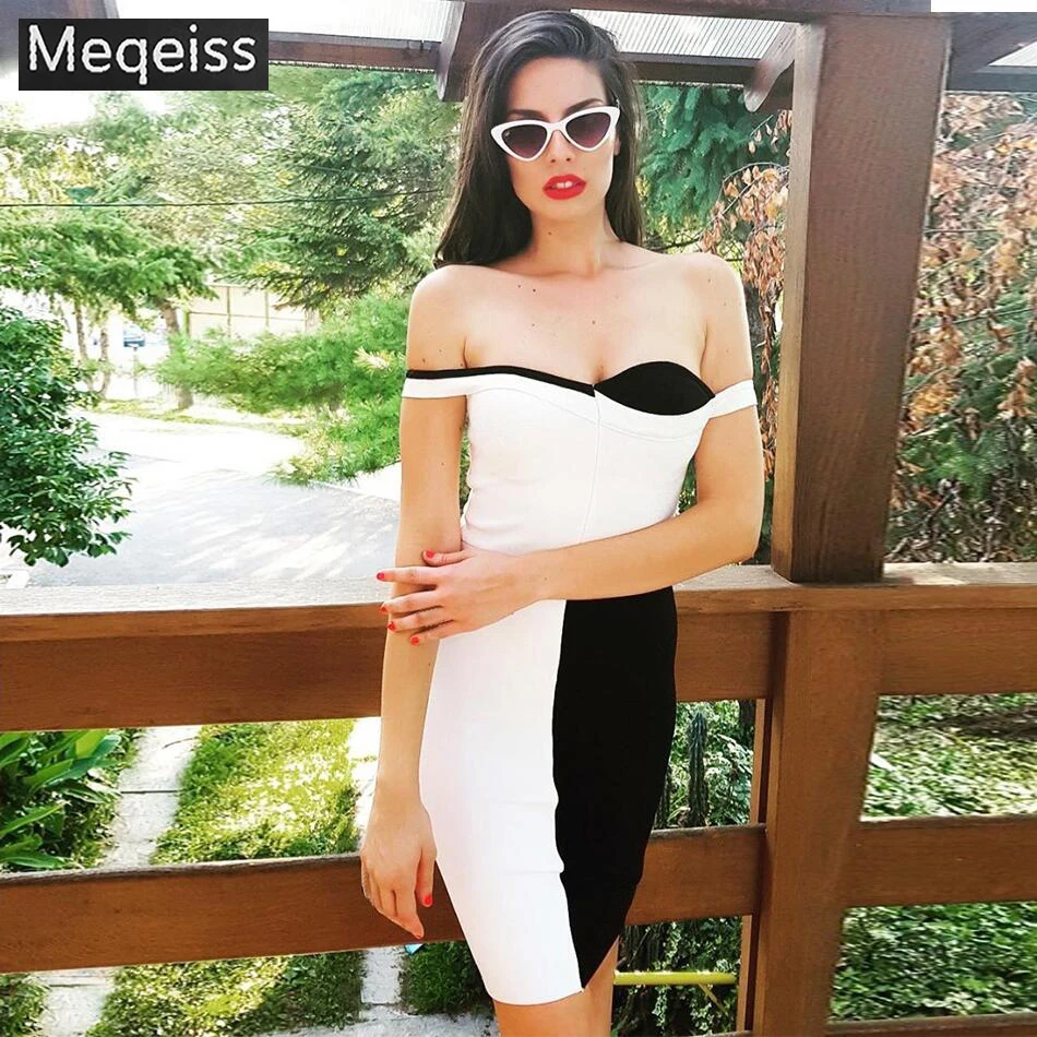Новое летнее женское Бандажное платье с открытыми плечами Vestidos Verano сексуальное Клубное платье с вырезом лодочкой платье для вечеринок подиума