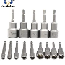 JUSTINLAU 14 шт./компл. 6 мм~ 19 мм Профессиональный Магнитный гайковерт комплект метрическое гнездо 1/" Шестигранным хвостовиком Влияние сверло адаптер