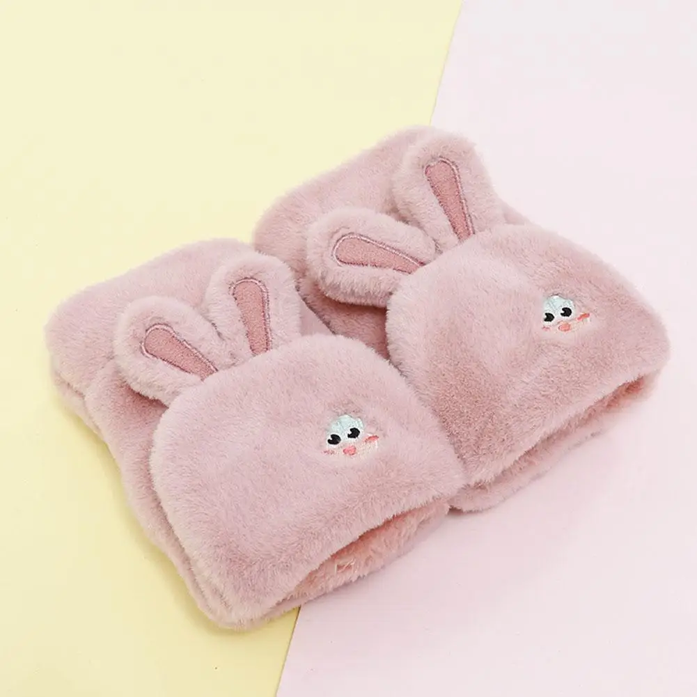 shin pink MISSKY женские перчатки зимние теплые варежки плотные бархатные милые Мультяшные кролик студенческие ветронепроницаемые перчатки - Цвет: shin pink