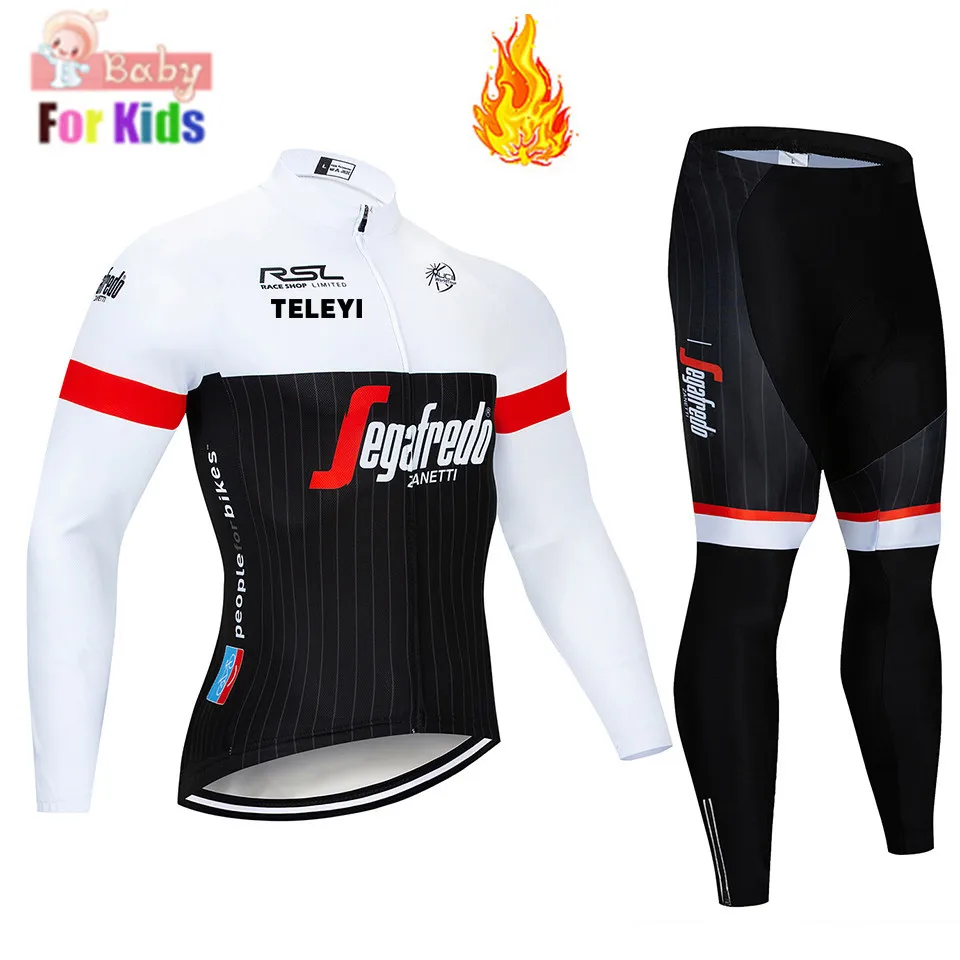 Детский спортивный костюм с длинными рукавами для велоспорта, комплект из Джерси для горного велоспорта, зимняя велосипедная форма, теплая флисовая велосипедная одежда для детей - Цвет: 1