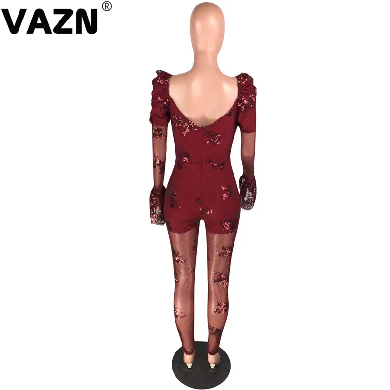 VAZN, высококачественные, новейшие, стильные, лоскутные, кружевные, сексуальные, вечерние, необычные, одноцветные, без бретелек, с длинным рукавом, женские, с высокой талией, комбинезоны-карандаши