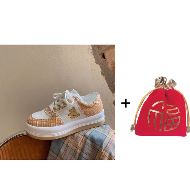 2021 Fashion New Women Lolita Kawaii Canvas Sports Shoes Female Platform Tenis Feminino Vulcanized Sneakers Zapatillas Mujer huangA