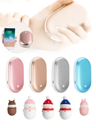 Calentador de manos Mini para invierno, almohadilla calefactora recargable por USB, de bolsillo, regalos para deportes al aire libre, esquí y senderismo
