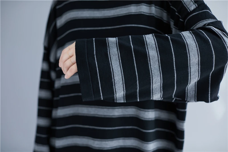 Большие размеры 4XL осень-зима Для женщин моды элегантные полоса базовые Топы Женская обувь больших размеров с длинным рукавом Свободный вязаный Платья-свитеры