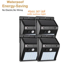 4 шт. Солнечный свет 30 светодиодный открытый водонепроницаемый сад светодиодный фонари работающие на солнечной энергии аккумуляторные лампы датчик движения настенный светильник уличный