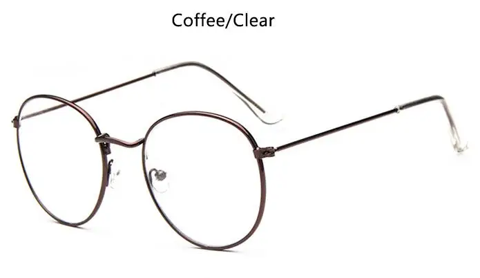 coffee clear Винтажные овальные очки для женщин и мужчин, оптические оправы, прозрачные линзы, металлические круглые очки без рецепта, дамские модные очки для глаз - Цвет оправы: coffee clear