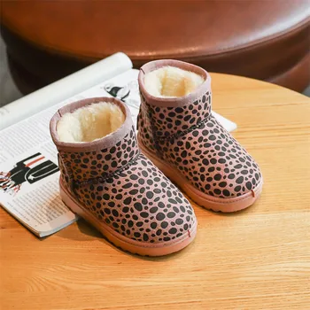 

Boots Girls Fashion Children Winter Shoes Footwear Leopard Kids Snow Boys Warm shoes Casual Plush Child boot Baby Toddler Shoes
