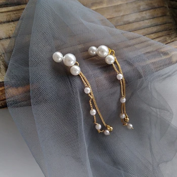 

Cute Romantic Pearl tassel earrings joker sweet female long earrings Fashion Classic girl earrings Jewelry Making