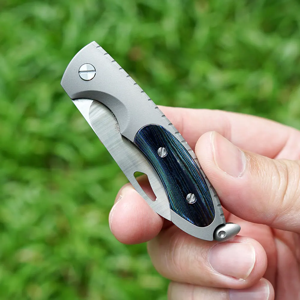 TWOSUN Микро Мини скользящий шарнир S90V складной карманный нож Походный нож охотничий нож открытый инструмент для выживания EDC титановый TS188-TIDA - Цвет: TS188-TIDA