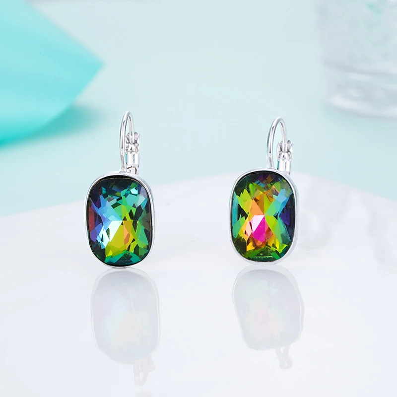 colorful silver MAIKALE Геометрические Квадратные Винтажные серьги медные серьги-гвоздики преувеличенные белые черные Австрийские длинные с кристаллами серьги для женщин - Окраска металла: colorful silver