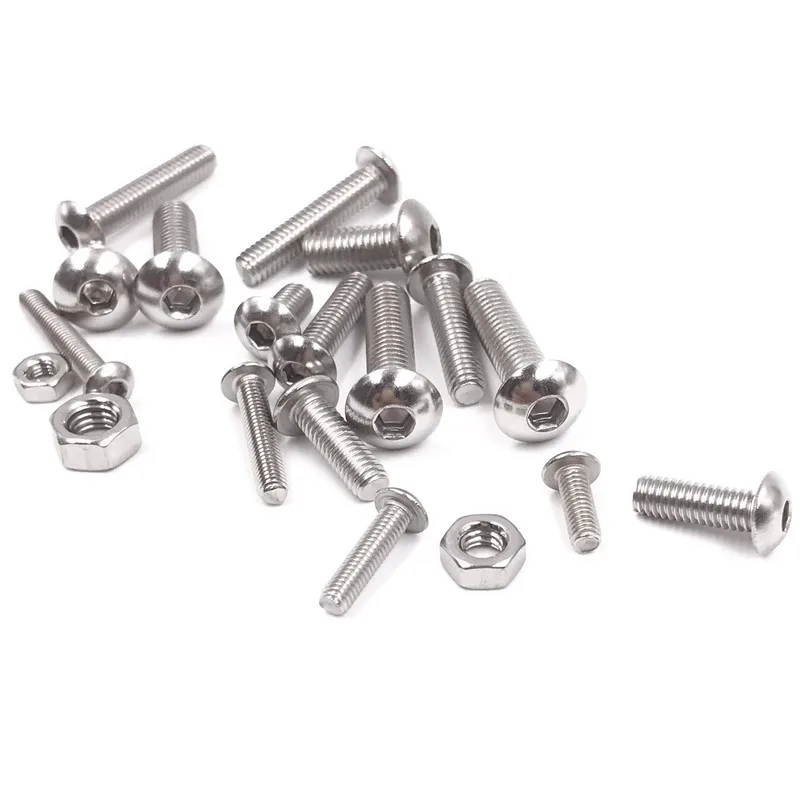Screw and Nut Kit,Machine Screw and Nut Kit, 500 Pcs M3 M4 M5 Stainless Steel Button Head Hex Socket Head Cap Bolts Screws with
