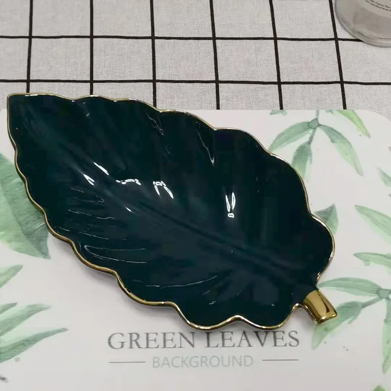 Декоративные тарелки в стиле INS маленькие розовые зеленые листья для украшения