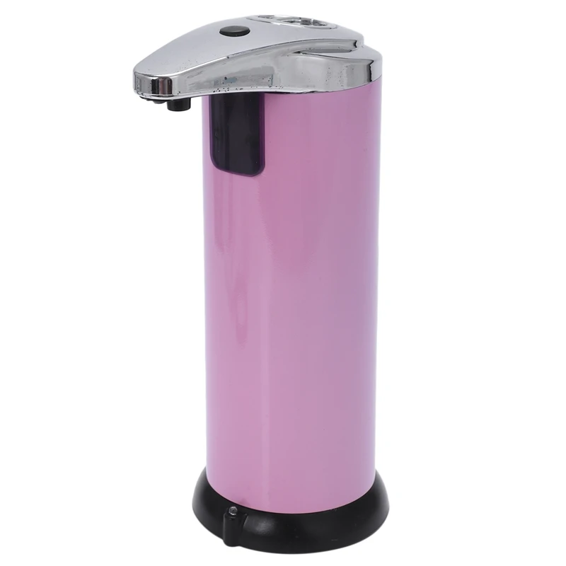 

Infrared Sensor Automatic Soap Dispenser Steel 280ML Battery for Bathroom Kitchen - pink