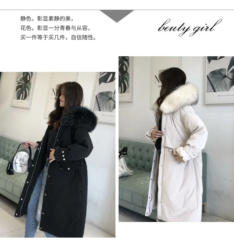 Winter New Style Windbreaker down Jacket Women's Mid-length Korean-style Waist Hugging Slimming Casual down Jacket Coat