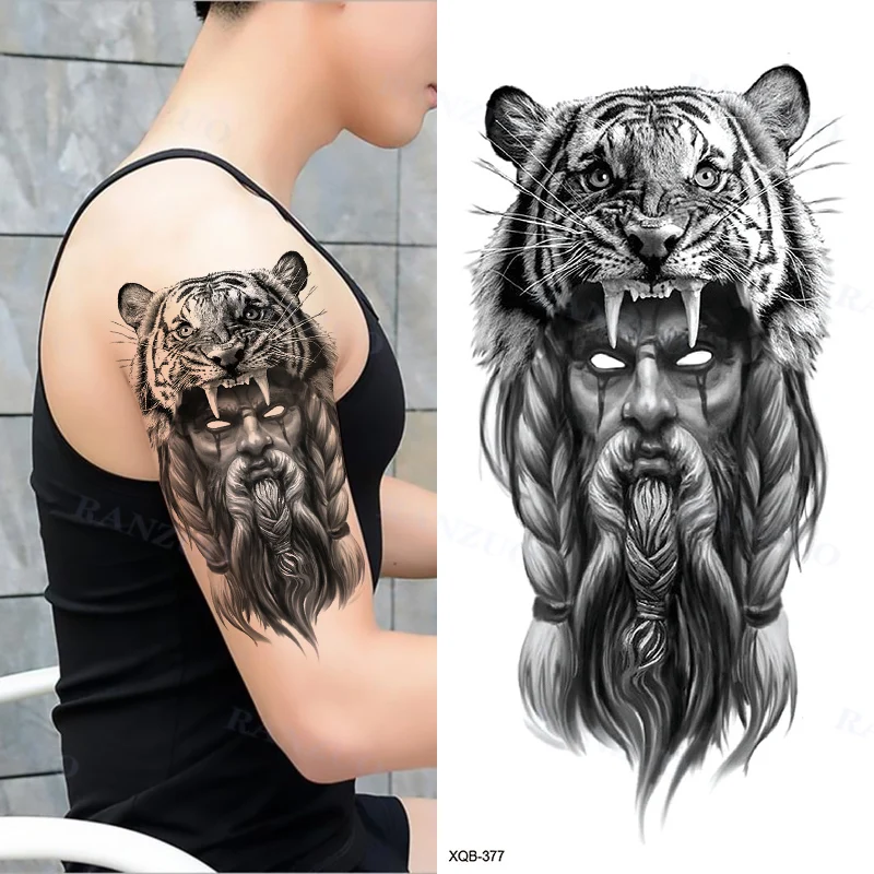 Tattoo Sticker Temporary Tattoos Waterproof Temporary Tattoo Sticker Big Tiger Lion Wolf Rose Arm Tattoo Hipster Man Woman Body Art