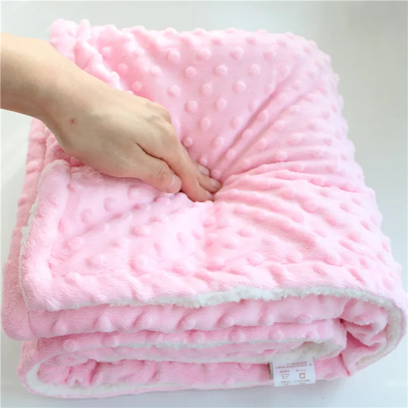 2 слоя толстый зимний пушистый подстежка на искусственном меху, Пижама для младенцев; 3D плед красивое Пышное детское одеяло коврик для домашних животных одеяло детское одеяло теплое детское Пеленальное Одеяло - Цвет: dot pink 80X110cm