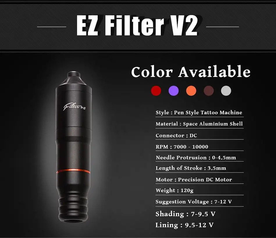EZ фильтр V2 Татуировка ручка 3D тату машина ручка картридж система роторная татуировочная машина ручка 1 шт./лот с разъемом DC 5,5 мм