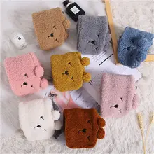 Детский зимний кашемировый шарф из овечьей шерсти, милый теплый шарф с вышивкой медведя, 517D