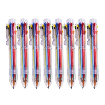 

8 Pcs Multicolor Ballpoint Pen 8 in 1 Retractable Multi-function Press Ballpoint Pen Creative Cute Cartoon Transparent Barrel Pe