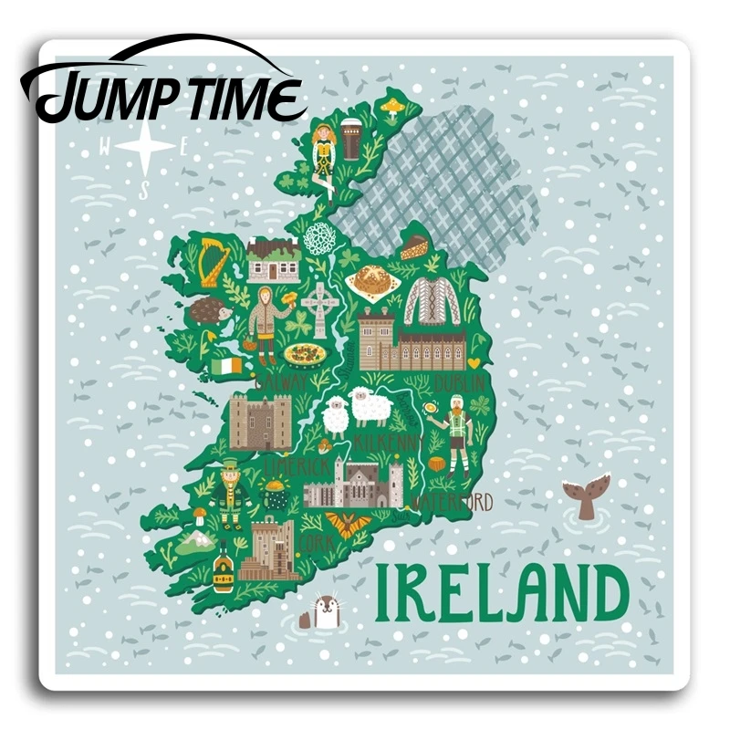 Jump Time For Irish Ireland Map Vinyl Stickers Sticker Laptop Luggage