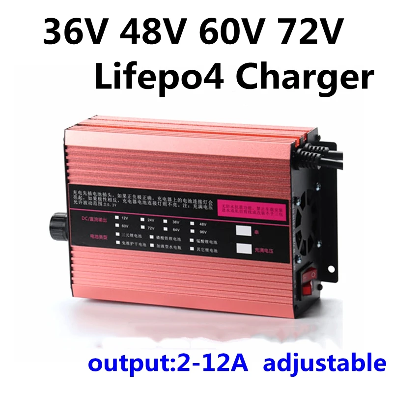 Умное зарядное устройство lifepo4 36 В 48 60 в 72 ток 2A 12A со светодиодным дисплеем для