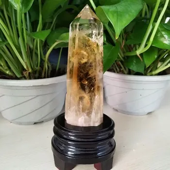 

Natural stone citrine quartz crystal wand point chakra energy stones and healing crystals