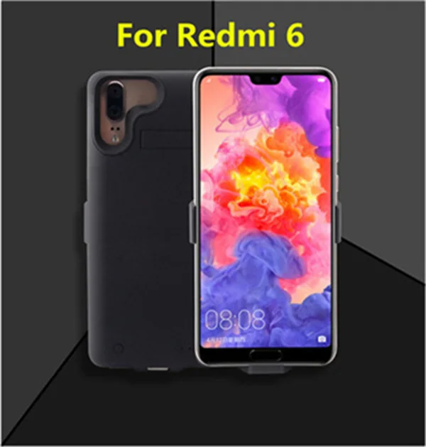 Портативный Банк питания чехол для Xiaomi Redmi 6 Pro резервный Чехол-Аккумулятор 6000mAh внешний аккумулятор зарядное устройство Чехлы для Redmi 6 - Цвет: Black For Redmi 6
