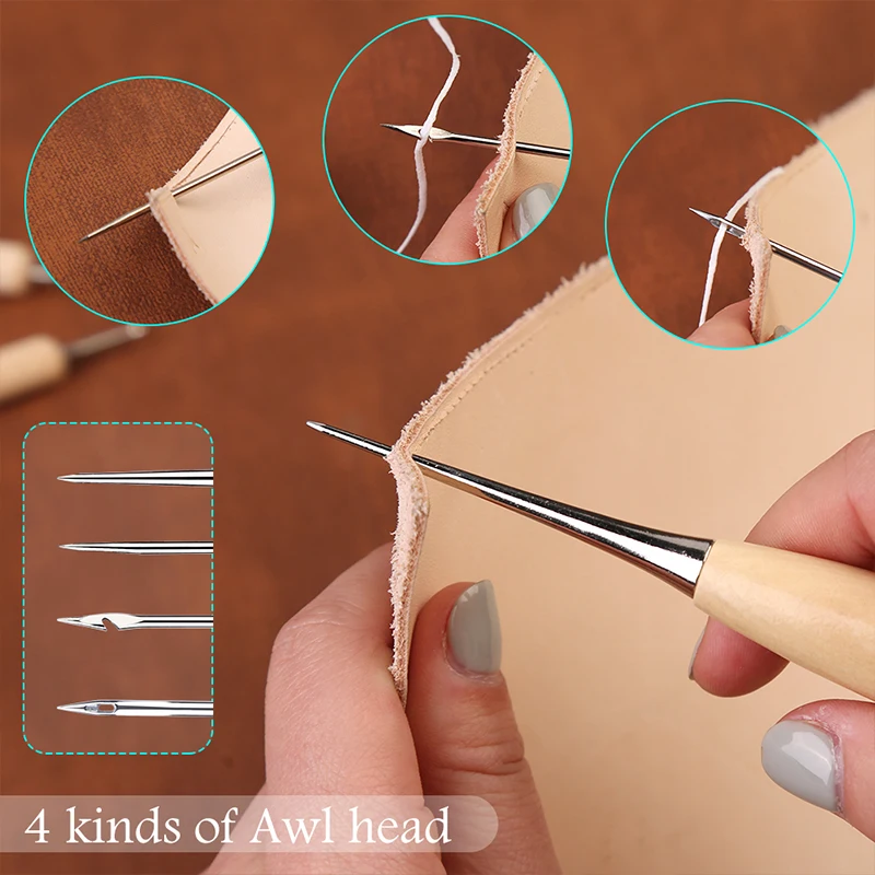 LMDZ Professional Leathercraft Tools Kit With Cutting Knife Waxed Thread  Sewing Needles Leather Punch Tools Accessories For DIY